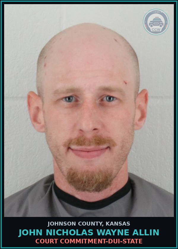 Booking mugshot of JOHN NICHOLAS WAYNE ALLIN in Johnson County