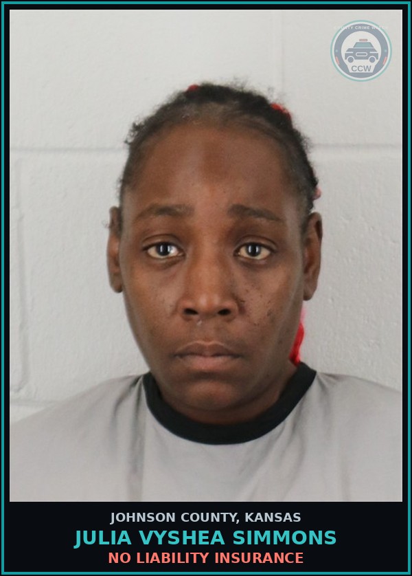 Booking mugshot of JULIA VYSHEA SIMMONS in Johnson County