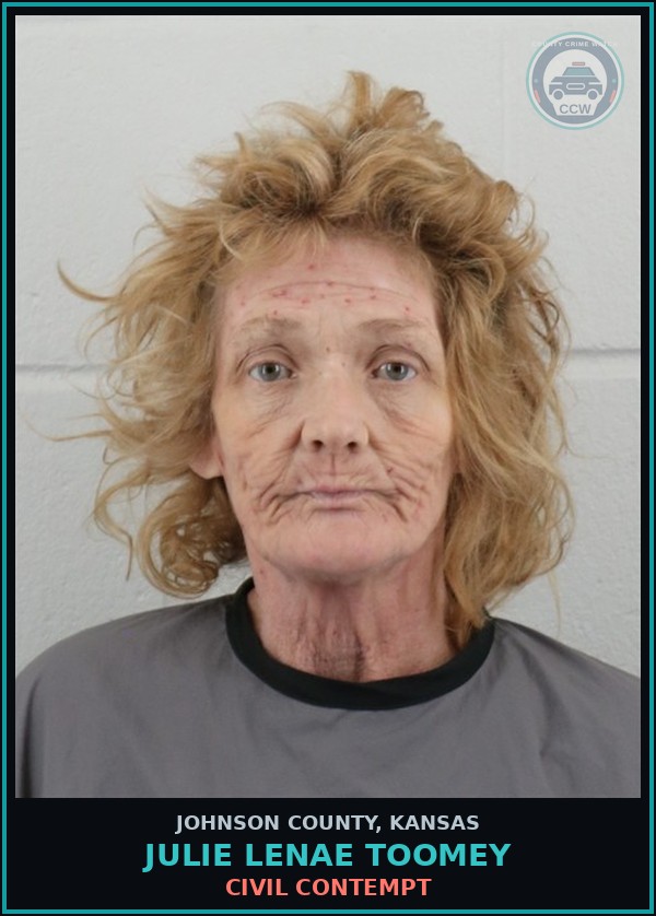 Booking mugshot of JULIE LENAE TOOMEY in Johnson County