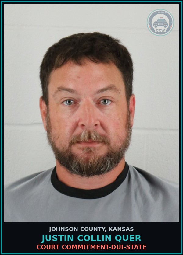 Booking mugshot of JUSTIN COLLIN QUER in Johnson County