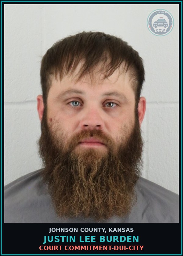 Booking mugshot of JUSTIN LEE BURDEN in Johnson County