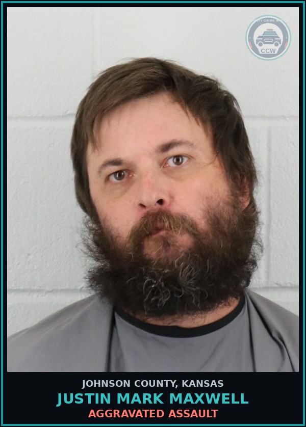 Booking mugshot of JUSTIN MARK MAXWELL in Johnson County
