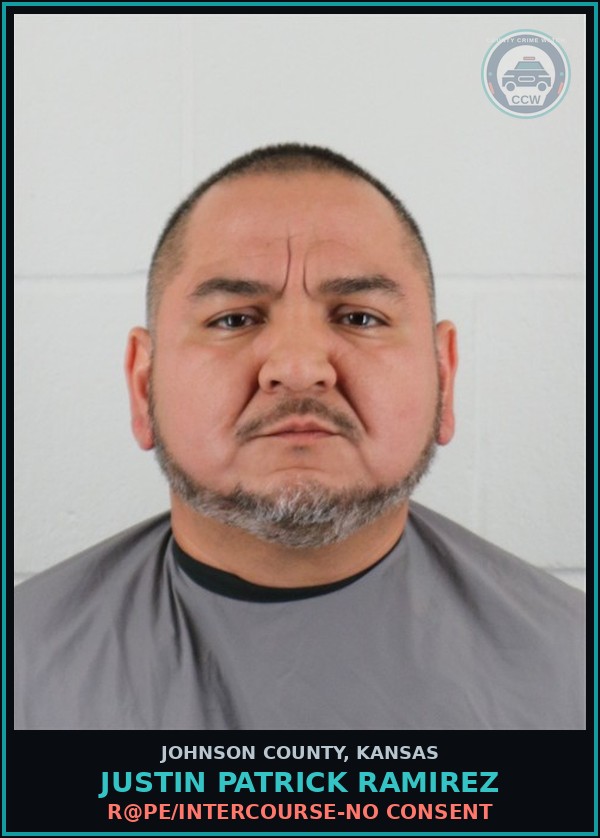 Booking mugshot of JUSTIN PATRICK RAMIREZ in Johnson County