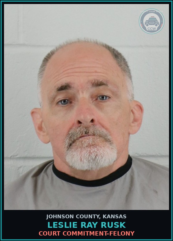 Booking mugshot of LESLIE RAY RUSK in Johnson County