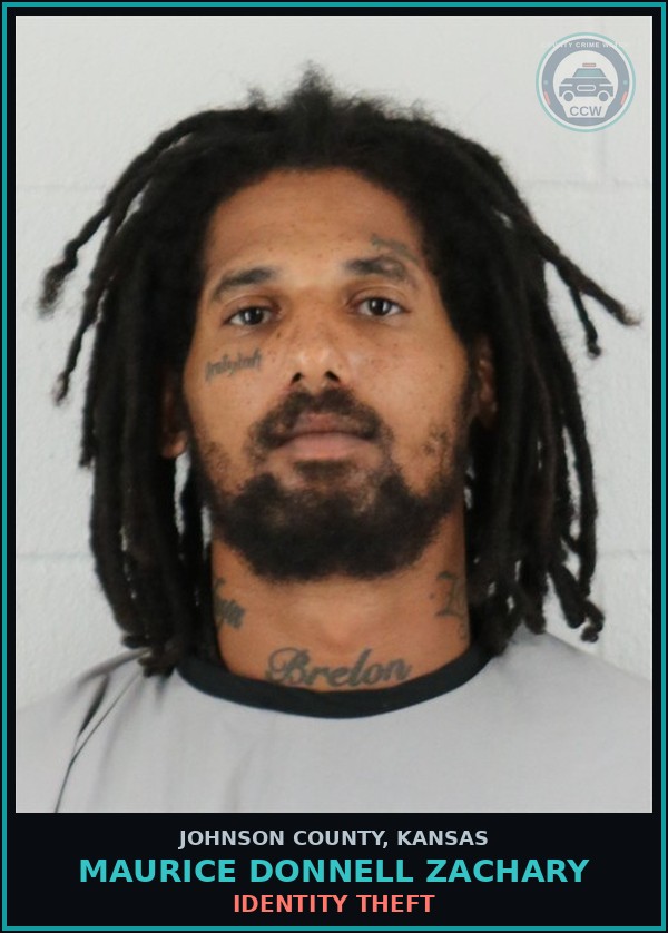 Booking mugshot of MAURICE DONNELL ZACHARY in Johnson County