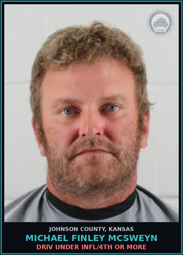 Booking mugshot of MICHAEL FINLEY MCSWEYN in Johnson County