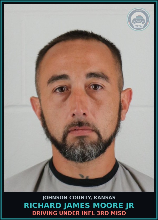 Booking mugshot of RICHARD JAMES MOORE JR in Johnson County