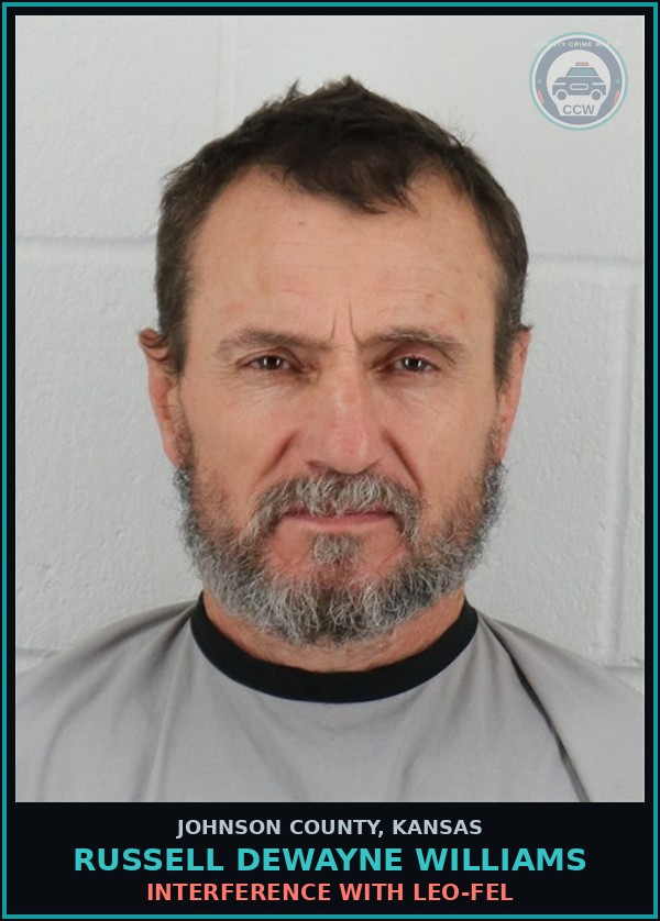 Booking mugshot of RUSSELL DEWAYNE WILLIAMS in Johnson County