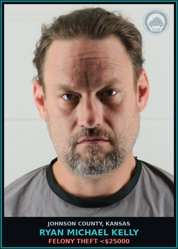 Booking mugshot of RYAN MICHAEL KELLY in Johnson County