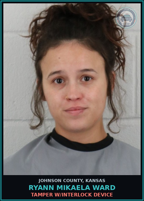 Booking mugshot of RYANN MIKAELA WARD in Johnson County
