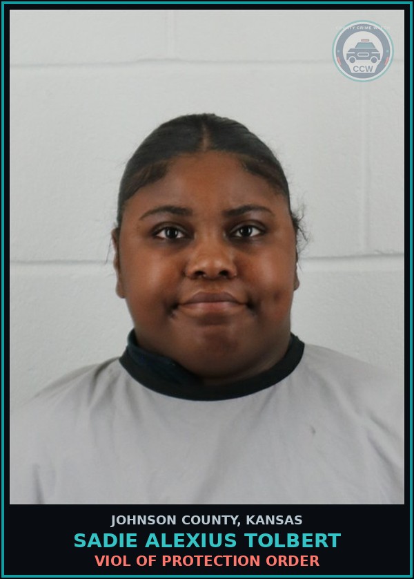 Booking mugshot of SADIE ALEXIUS TOLBERT in Johnson County