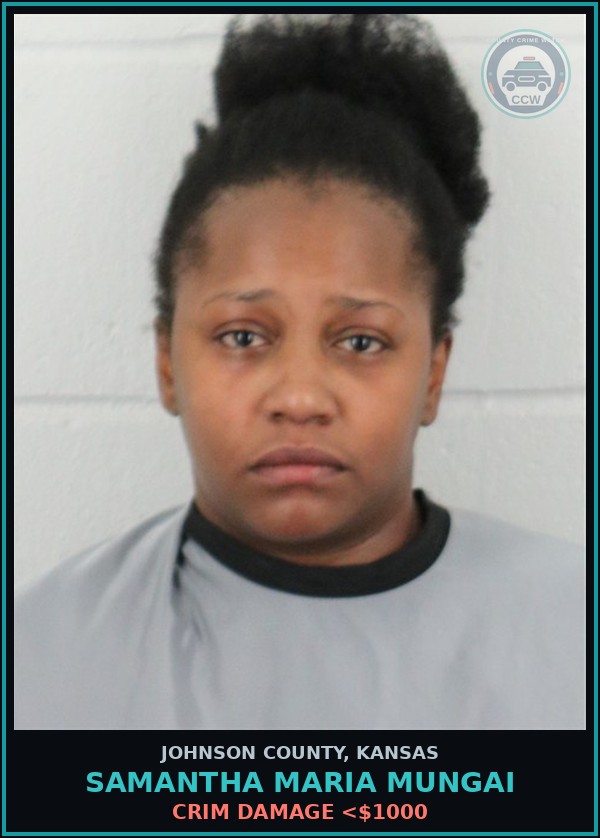 Booking mugshot of SAMANTHA MARIA MUNGAI in Johnson County