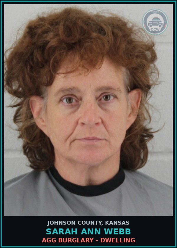 Booking mugshot of SARAH ANN WEBB in Johnson County