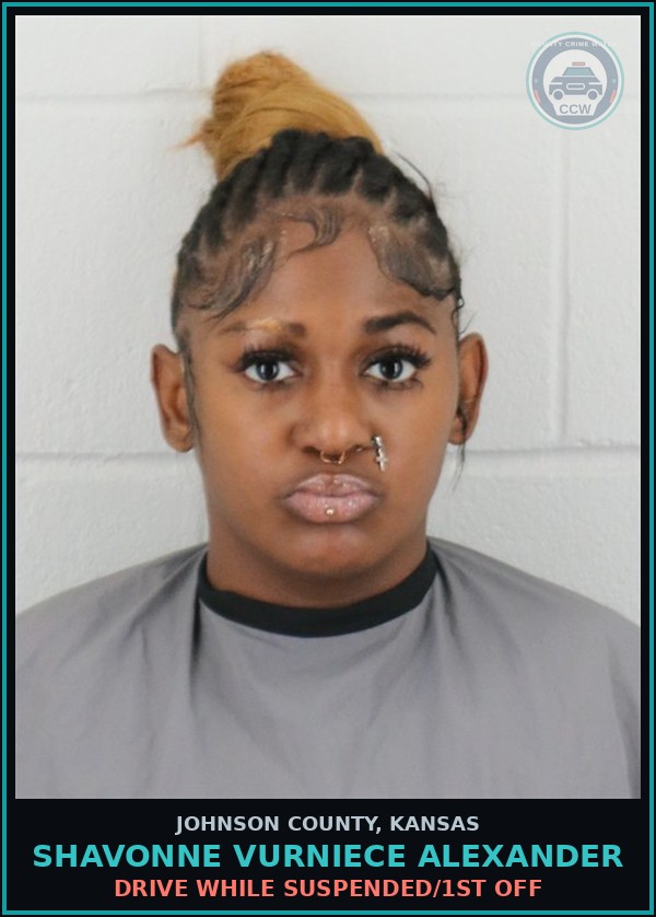 Booking mugshot of SHAVONNE VURNIECE ALEXANDER in Johnson County