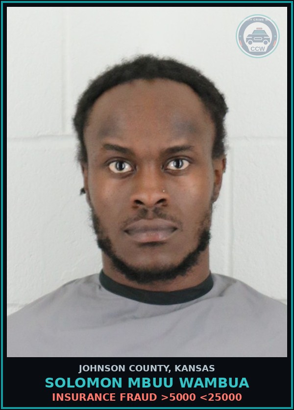 Booking mugshot of SOLOMON MBUU WAMBUA in Johnson County