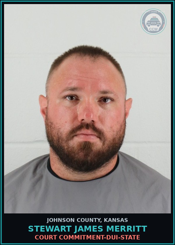 Booking mugshot of STEWART JAMES MERRITT in Johnson County
