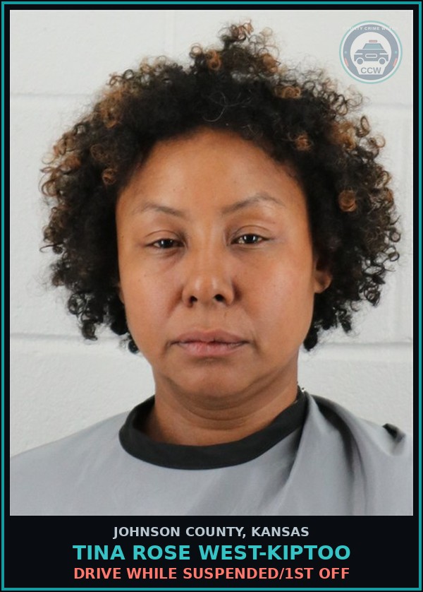 Booking mugshot of TINA ROSE WEST-KIPTOO in Johnson County
