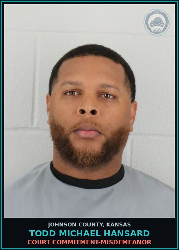 Booking mugshot of TODD MICHAEL HANSARD in Johnson County