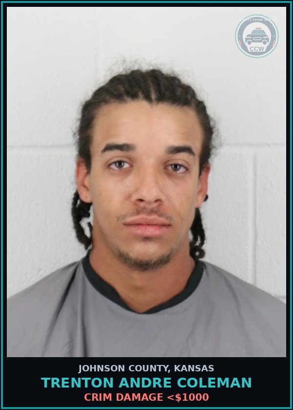 Booking mugshot of TRENTON ANDRE COLEMAN in Johnson County
