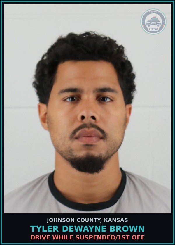 Booking mugshot of TYLER DEWAYNE BROWN in Johnson County