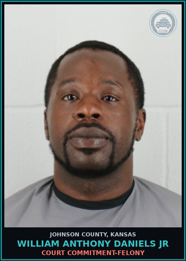 Booking mugshot of WILLIAM ANTHONY DANIELS JR in Johnson County