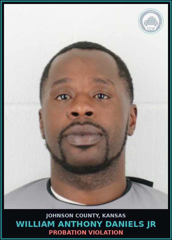 Booking mugshot of WILLIAM ANTHONY DANIELS JR in Johnson County