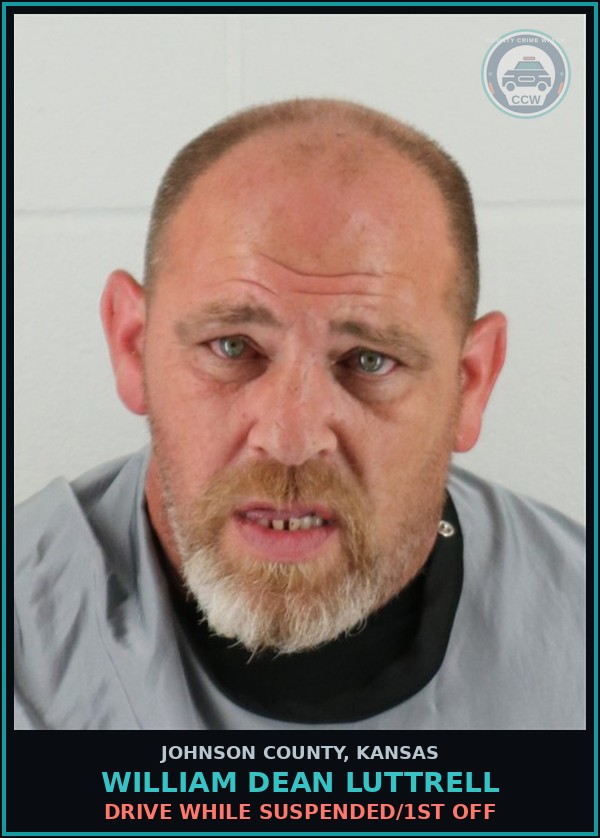 Booking mugshot of WILLIAM DEAN LUTTRELL in Johnson County