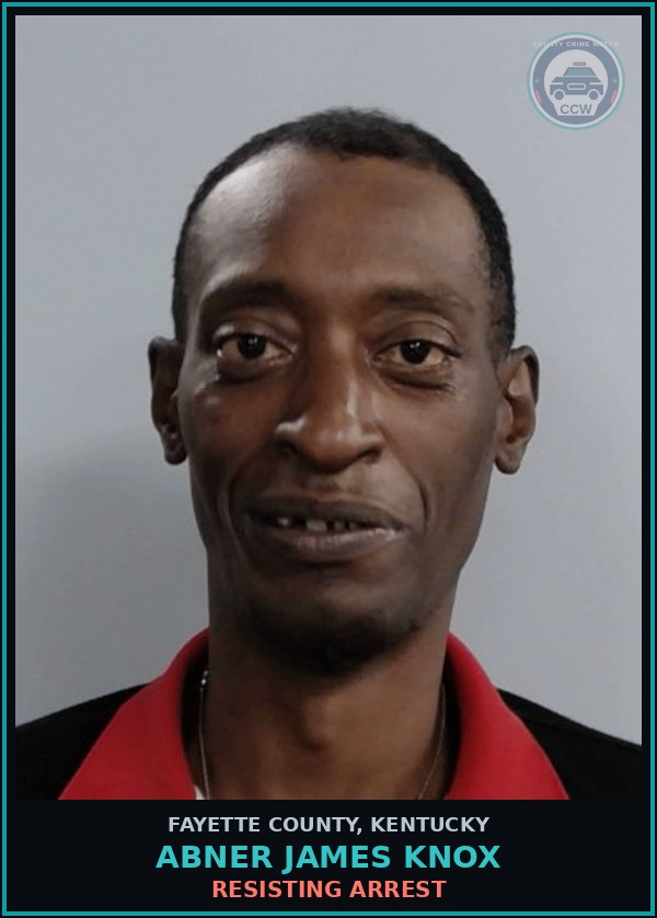 Booking mugshot of ABNER JAMES KNOX in Fayette County