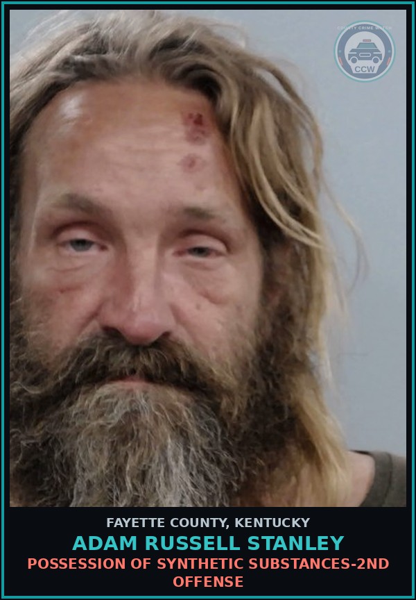 Booking mugshot of ADAM RUSSELL STANLEY in Fayette County