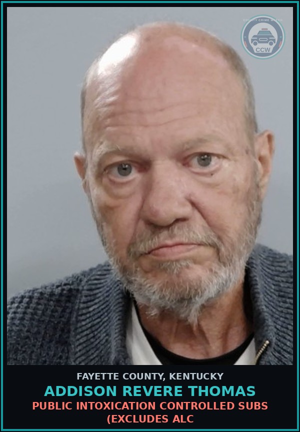 Booking mugshot of ADDISON REVERE THOMAS in Fayette County
