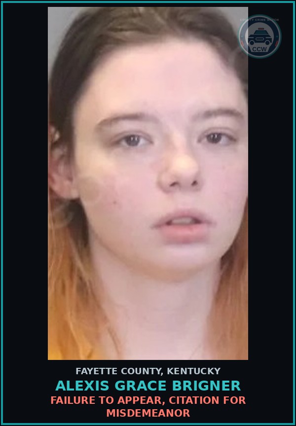 Booking mugshot of ALEXIS GRACE BRIGNER in Fayette County
