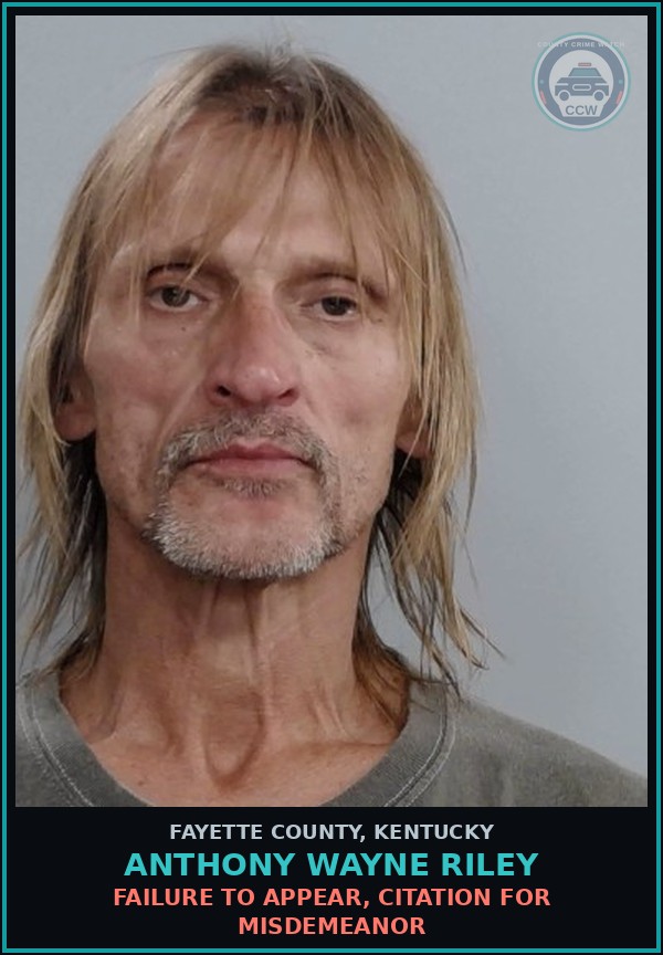 Booking mugshot of ANTHONY WAYNE RILEY in Fayette County