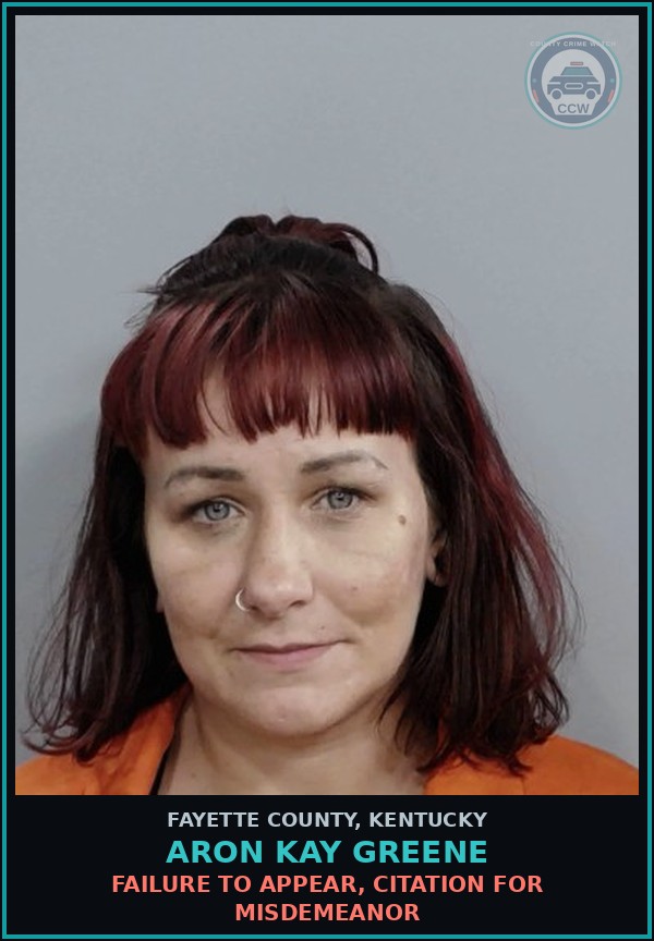 Booking mugshot of ARON KAY GREENE in Fayette County