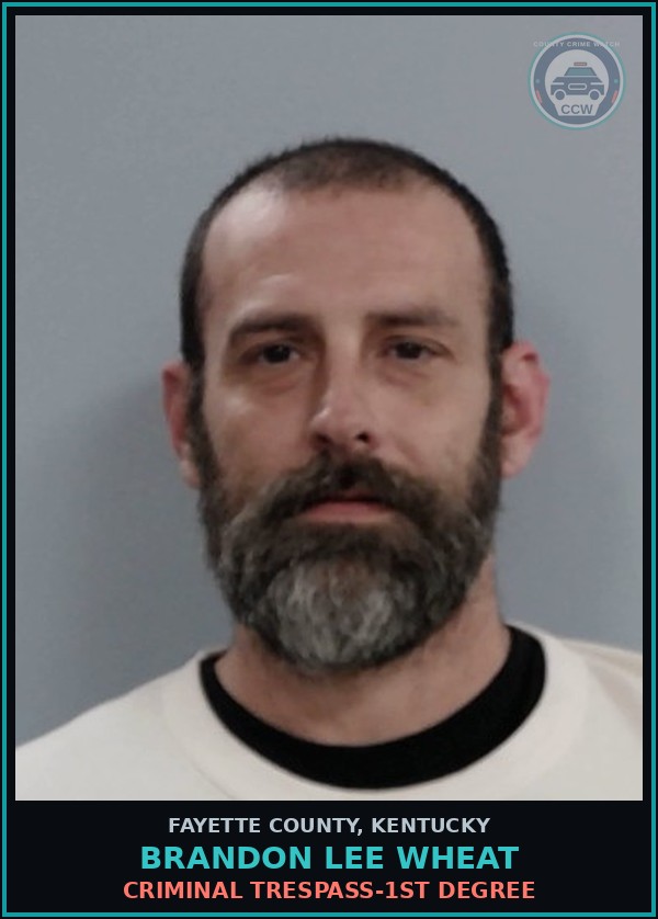 Booking mugshot of BRANDON LEE WHEAT in Fayette County