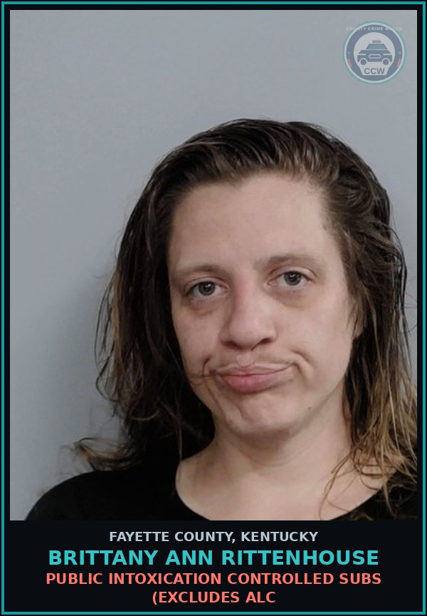 Booking mugshot of BRITTANY ANN RITTENHOUSE in Fayette County
