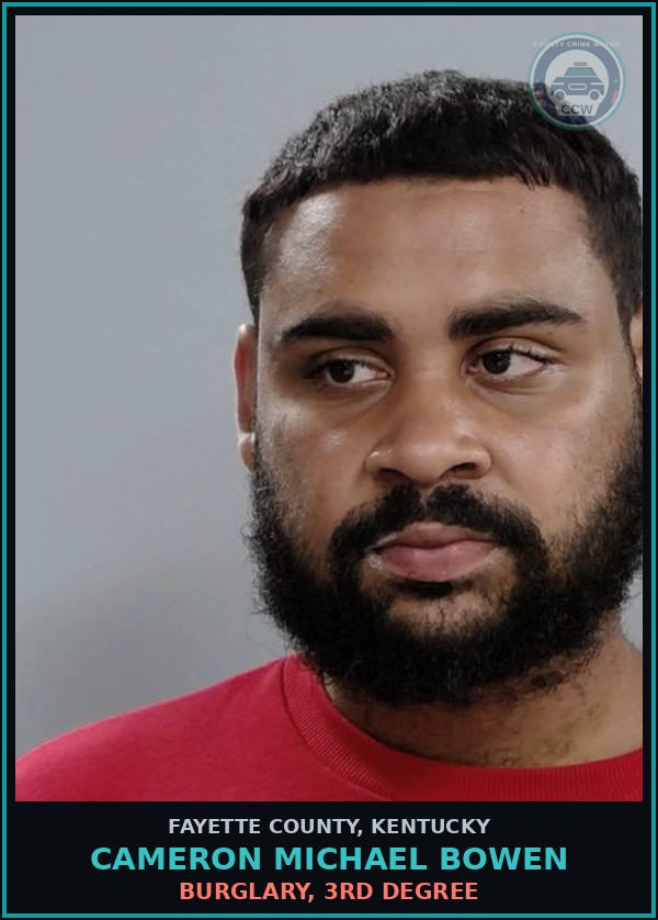 Booking mugshot of CAMERON MICHAEL BOWEN in Fayette County