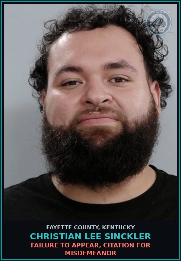 Booking mugshot of CHRISTIAN LEE SINCKLER in Fayette County