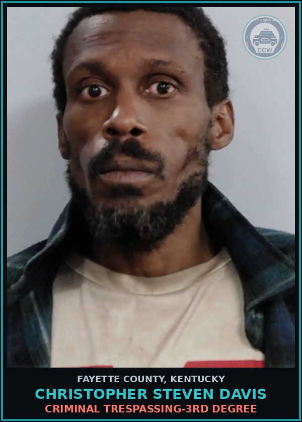 Booking mugshot of CHRISTOPHER STEVEN DAVIS in Fayette County