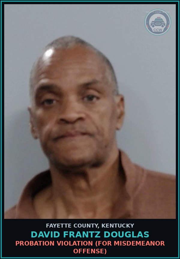 Booking mugshot of DAVID FRANTZ DOUGLAS in Fayette County