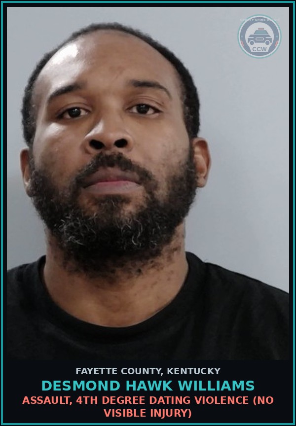 Booking mugshot of DESMOND HAWK WILLIAMS in Fayette County