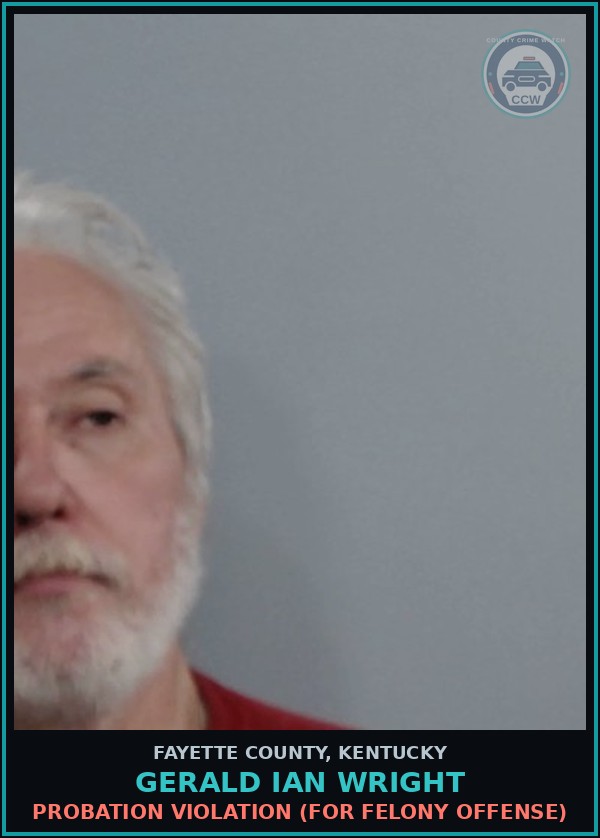 Booking mugshot of GERALD IAN WRIGHT in Fayette County