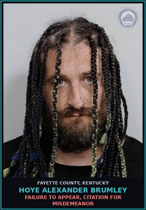 Booking mugshot of HOYE ALEXANDER BRUMLEY in Fayette County