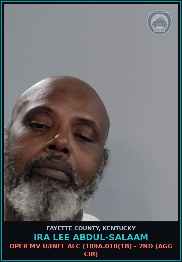 Booking mugshot of IRA LEE ABDUL-SALAAM in Fayette County