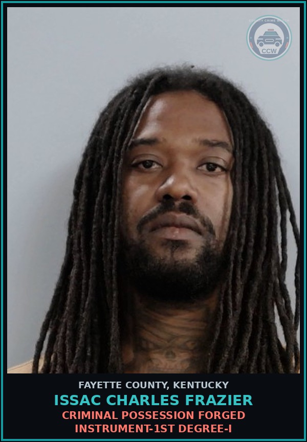 Booking mugshot of ISSAC CHARLES FRAZIER in Fayette County