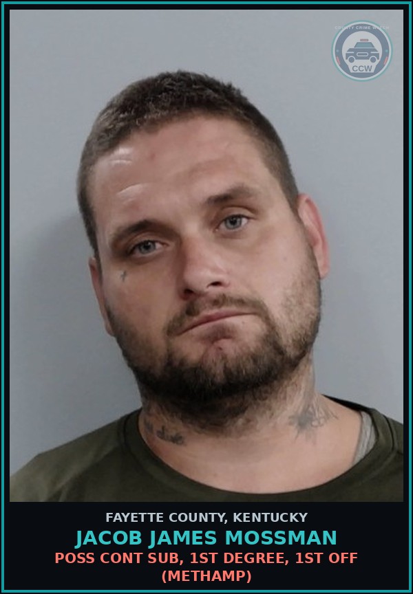 Booking mugshot of JACOB JAMES MOSSMAN in Fayette County