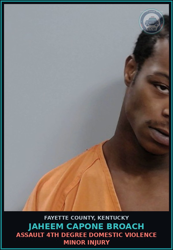 Booking mugshot of JAHEEM CAPONE BROACH in Fayette County