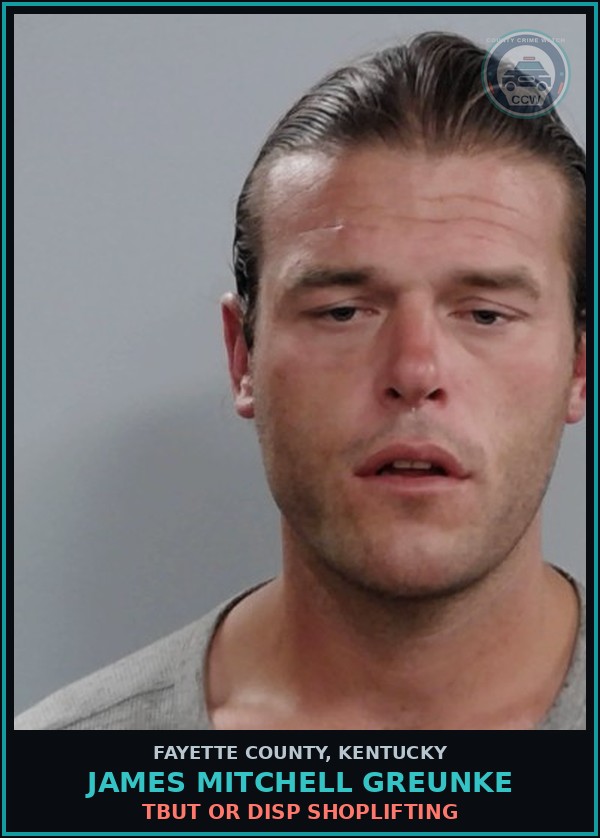 Booking mugshot of JAMES MITCHELL GREUNKE in Fayette County