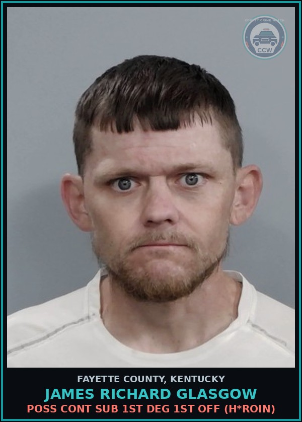 Booking mugshot of JAMES RICHARD GLASGOW in Fayette County