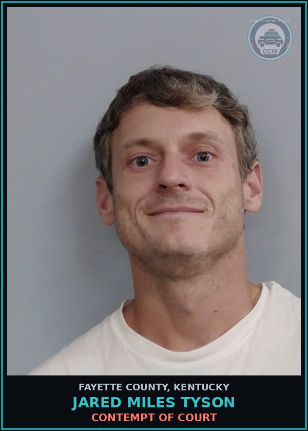 Booking mugshot of JARED MILES TYSON in Fayette County