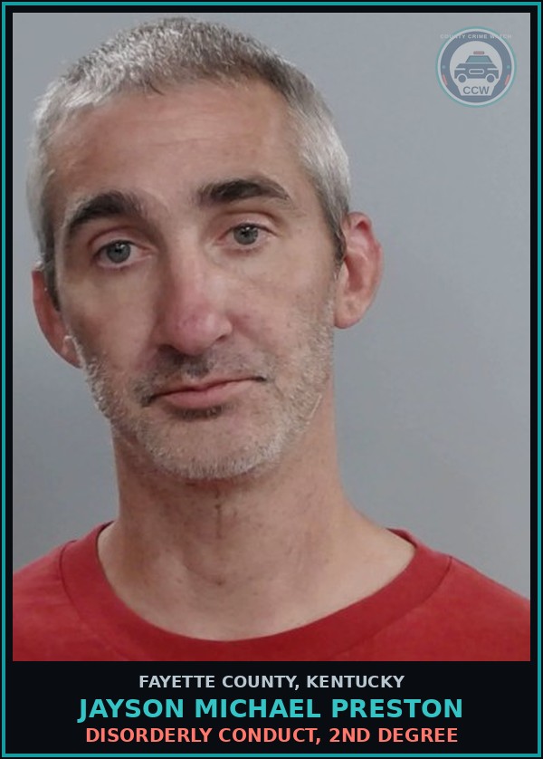 Booking mugshot of JAYSON MICHAEL PRESTON in Fayette County